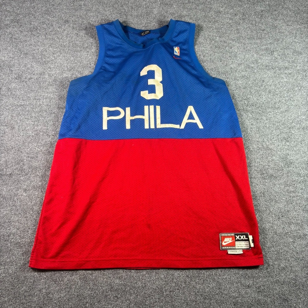 VTG 90s Nike Philadelphia 76ers Jersey Men's 2XL Allen Iverson #3 Basketball NBA
